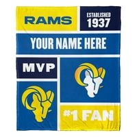Los Angeles Rams NFL ColorBlock Personalizirana deka za odbacivanje svilenog dodira