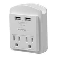 Merkury Innovations 2.4A USB zidni punjač 2-Outlet Extender s USB priključcima za punjenje i postolju za telefon,