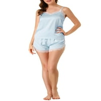 Jedinstveni prijedlozi Ženski satenski kamizol čipkaste kratke hlače-majice Pidžame Kompleti odjeće za spavanje