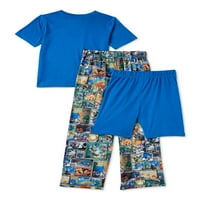 Gornji dio kratkih rukava za dječake, Hlače i kratke hlače, pidžama Set od 3 komada, veličine 4-12