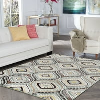 Moderni tepih za dnevnu sobu u apstraktnom višebojnom stilu koji se lako čisti