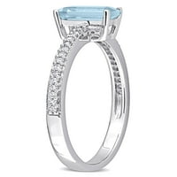 Carat T.G.W. Nebo plavi Topaz i Carat T.W. Dijamantni 10K prsten za obećanje o bijelom zlatu