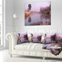 DesignArt Misty jesenski izlazak sunca nad rijekom - pejzažni tiskani jastuk za bacanje - 16x16