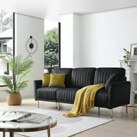 Aukfa kauč kauča s jastucima, namještaj za dnevnu sobu, crni baršun