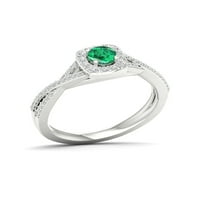 Imperijalni dragulj Sterling Silver okrugli rez stvorio je smaragd i stvorio bijeli safirski halo ženski zaručnički