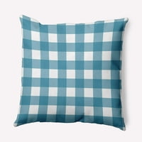 20 20 Jednostavno Daisy Gingham Plead Polyester Indoor Outdoor Pillow, Unreal Teal Qty 1