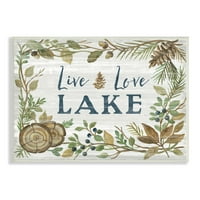 Stupell Industries Live Love Lake Citat Rustic Lakehouse Botanički okvir, 10, Dizajn Silvia Vassileva
