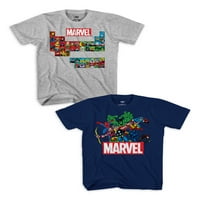 Marvel Boys znakovi periodična tablica grafička majica s 2 paketa, veličine 4-18