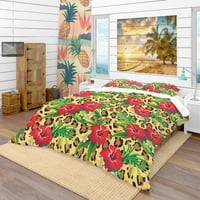 Dizajnerski set tropskih popluna tropski cvjetovi hibiskusa i plumerije s palminim lišćem