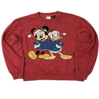 Disney muški crveni Mickey Mouse & Donald Duck božićni blagdanski trenir Sredstvo