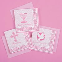 Vjerske papirnate salvete za doručak sa sjajnim križem, 6,5 inča, ružičaste, 16 karata
