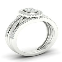 1 3CT TDW Diamond s sterling srebrnim ovalnim klasterom Halo Bridal Set