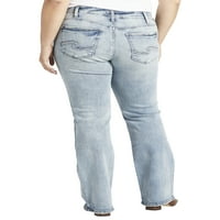 Tvrtka Silver Jeans. Ženske traperice srednje veličine u veličini u veličini, sužene do dna, sa skraćenim strukom,