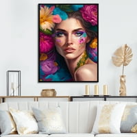 Dizajn cvjetna senzualna žena portret vi plutajući okvir zidna umjetnost