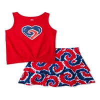 Girls 'Americana Knot Tenk Tank Top i suknja, dvodijelni odjevni set, veličine 4-18