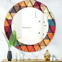 DesignArt 'Triangularna boja polja 22' Moderno ogledalo - ovalno ili okrugli zid zrcala