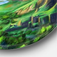DesignArt 'meandring rijeka s plavim fantazijskim krajolikom' jezero kuća Circle Circle Metal Art - Disk od 23 godine