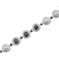 Carat T.W. Crni princeza dijamantni okrugli okvir sterling srebrna modna narukvica, 7