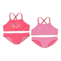 Wonder Nation Girl's Bikini kupaći kostim set s UPF-om 50+, 2-Pack, veličine 4- & Plus
