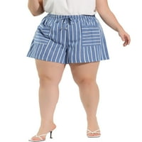 Jedinstvene ponude ženskog plus pruga džep srednjeg rasta elastične kratke hlače struka
