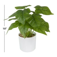 Glavna sobna biljka s umjetnim lišćem filodendrona 10 4 u bijelom loncu, Zelena, 1 kom.