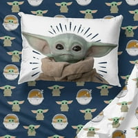 Baby Yoda, dječji blizanac krevet-u-bag, mikrofiber, plava