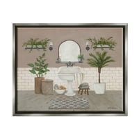 Stupell Ugodna biljka za zelenilo kupaonice Botanička i cvjetna slika siva pločica uokvirena umjetnička print zidna