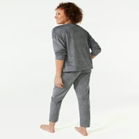 Joyspun ženski velur vrh i hlače za spavanje set pidžama, 2-komad, veličine s 3x