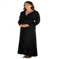 24sena udobna odjeća s V-izrezom majčinstvo dugih rukava maxi haljina