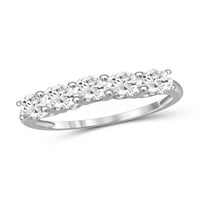 Dijaminici kubični cirkonijski prstenovi za žene - 2. Karat bijeli kubični cirkonijski prsten nakit - srebrni trake