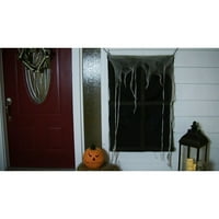41 unaprijed osvijetljeni crni i sivi sablasni prozor s razmaženim zavjesama Halloween dekor