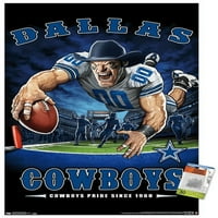 Dallas Cowboys - Zidni plakat krajnje zone s gurnutim igle, 22.375 34