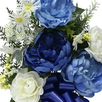 Osnove 22 Umjetna svilena plava i bijela miješana mješovita božura i groblje Ranunculus Cvjetovi mala ravna vaza