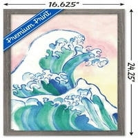 Zidni plakat akvarelnih valova, 14.725 22.375 uokviren