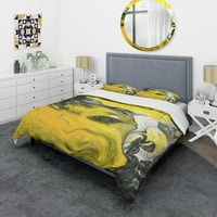 DesignArt 'Žuta, bijela i crna ručno oslikana mramorni akril' Modern i suvremeni set za pokriće od pokrivača