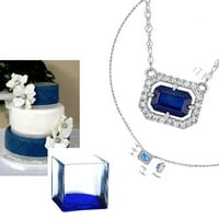 Miabella Ženska karat T.G.W. Octagon Cut Blue Sapphire Carat T.W. Dijamantna halo ogrlica od bijelog zlata 14KT