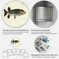 DesignArt 'Portret zelene ribe na bež' nautički i obalni krug metalna zidna umjetnost - disk od 23 godine