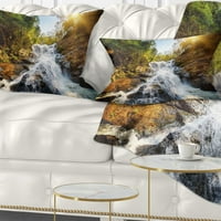 Dizajnički vodopad kroz šumu - pejzažni tiskani jastuk za bacanje - 16x16