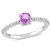 Miabella ženska karat Pink Sapphire Carat Diamond 14KT bijelo zlato prsten za obećanje