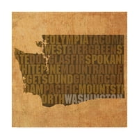 Zaštitni znak likovna umjetnost 'Washington State Words' platno umjetnost Red Atlasa dizajna