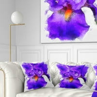 DesignArt Blue Iris Cvjetna skica Akvarel - Cvjetni jastuk za bacanje - 18x18