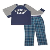 Ugodni džemovi dječaci fleece Top & Flanel Bottom dno 2 komada pidžama set veličine 4-14