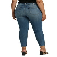 Silver Jeans Co. Plus veličina, visoki uspon, sužene noge, Traper struk za mamu, veličine 12-24
