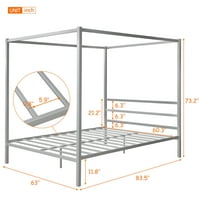 Okvir kreveta s platformom za metalni nadstrešnica, Aukfa Queen Modern Platform krevet s klasičnim dizajnom ugrađenim