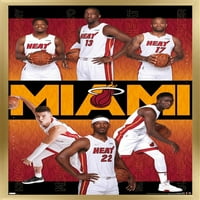 Miami Heat - plakat zida s drvenim magnetskim okvirom, 22.375 34
