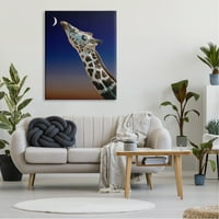 Žirafa poljubi mjesec na noćnom zalasku sunca prekrasan portret 48, dizajn Ateljea plakata
