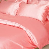Saten Silk Comforter duvet poklopca jastuka za posteljinu set ružičaste kraljice