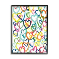 Stupell Industries Divno podebljana Rainbow Hearts uzorka kolaža Collage Crno uokvirena umjetnička print zidna umjetnost,