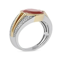 Imperijalni dragulj 10k žuto zlato + srebrni ovalni rez crveni agat pasijans muški prsten