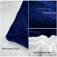 Sherpa Fleece pokrivač blizanačka veličina, mekana topla plišana deka za kauč s kaučem, mornarice